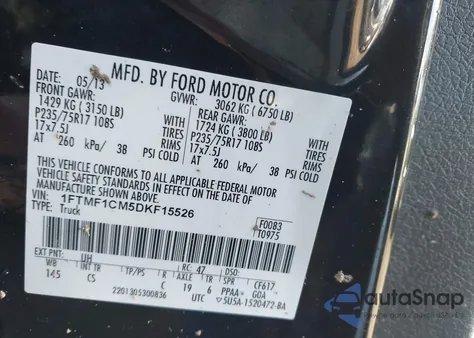 2013 Ford F-150 Xl из США, поврежденный, VIN 1FTMF1CM5DKF15526